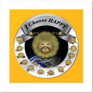 I Choose Happy With Moodzie - Yellow Posters and Art